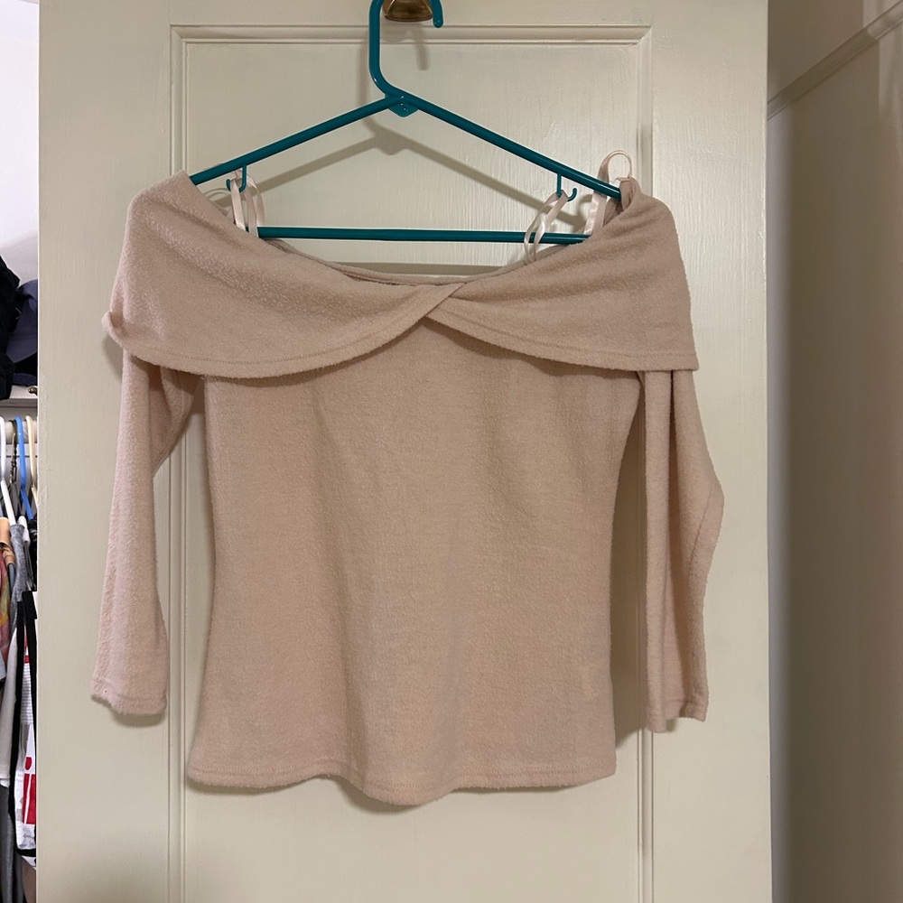 Elegant Off-Shoulder Cream Sweater